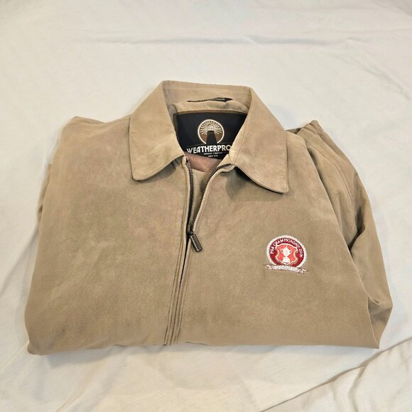 PGA Champions Tour Full Zip WEATHERPROOF Golf Jacket Mens Size XXL 2XL Tan - Picture 15 of 16